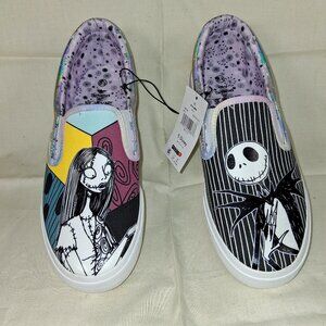 Disney Women's Nightmare Before Christmas Jack & Sally Slip on Sneakers Size 8.5